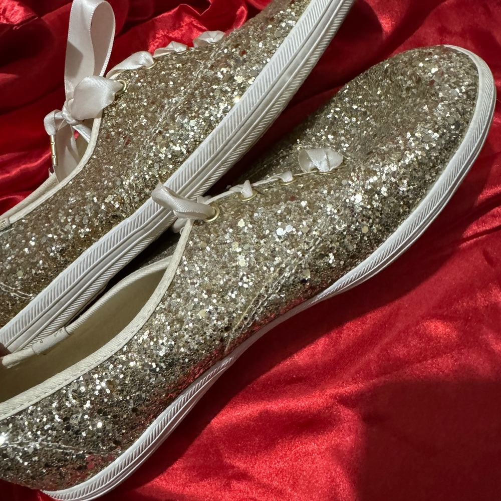 Kate Spade x Keds gold sparkle shoes